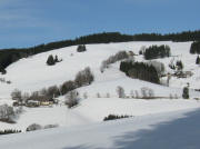 Blick vom Zwerisberg nach Norden zum Boshof am 15.12.2008 - Bosh�usle oben, Dieschenh�usle rechts