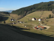 Blick vom Spitzhäusle nach Nordwesten ins Weilersbach am 17.2.2008 zum Freßlehof und Pferdehof (vorne)