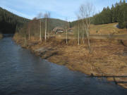 Blick vom Winterhof �ber die Breg und die Fischteiche nach Norden zum Bernreutehof am 8.1.2008
