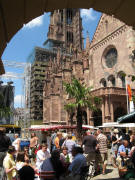 Blick von der Alten Wache mit Palmen zum M�nsterturm am 28.6.2008