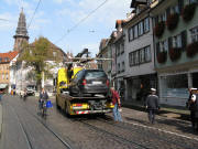 Blick nach Norden zu Oberlinden und M�nster am 14.10.2008: Falschparker-Pkw abschleppen