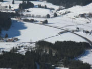 Tele-Blick vom Hochfirst am 25.1.2009 nach Nordwesten zum Gelände des Badeparadies am Eingang um  Spriegelsbach 