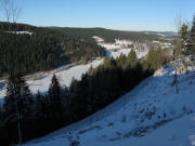 Blick nach Nordosten ins Seebachtal bis zu Bruderhalde (links) und Titisee am 9.1.2009