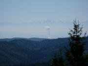 Blick nach S�den auf dem Bl��ling am 29.7.2009 - Wolke des Atomkraftwerks Leibstadt/CH, dar�ber die Alpen