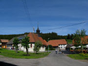 Blick nach Nordwesten in Staufen 17.5.2009 zu B�rgerhaus, Kirche, Hirschen (von rechts) 
