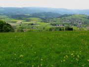 Blick von "Auf der Eck" nach S�den zu Oberibental und St.Peter zum Lindenberg (rechts) am 7.5.2009