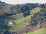 Tele-Blick nach Südwesten von der  Anhöhe 880 Helmiseck zum Oberen Gipfhof am 19.11.09