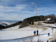 Blick nach S�dewestem am 26.12.2009 zu Holzschl�germatte (geschlossen!), Windr�der und Vogesen