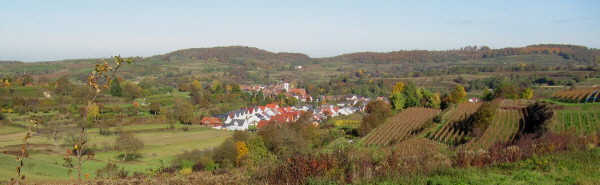 Blick vom Krotteneck nach Nordwesten auf Malterdingen am 27.10.2009