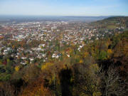 Blick vom Schlossbergturm nach Norden zur Eichhalde in Herdern am 31.10.2009