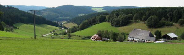 Blick über den Tudiserhof nach Südwesten ins Langenbach (rechts) und Vöhrenbach am 7.9.2009
