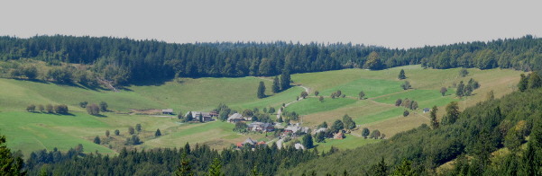 Tele-Blick vom St�benwasen nach Westen auf Muggenbrunn-Oberh�user am 9.9.2009