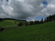Blick vom Lorenzenhof nach Norden ins Oberjostal zum Schw�rerhof am 31.8.2010