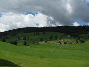 Blick gen Norden vom Zipfelhannesen-h�usle zu Kleiserhof, Josleshof und Holzh�usle (von links) am 1.9.2010