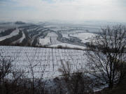 Blick vom Berg nach S�dosten zur Erentrudiskapelle am 16.2.2010 - rechts Golfplatz Tuniberg