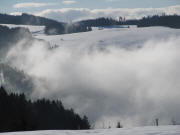 Tele-Blick von Schweigh�fe nach S�den �ber Nebel im Spirzen am 24.1.2010