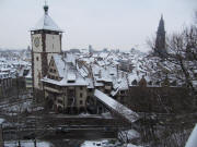 Blick vom Greiffenegg auf FR-Altstadt am 15.2.2010: Schlossbergring vorne