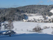 Tele-Blick vom H�uslemaierhof am 2.1.2010 nach Westen zu Reckenberg in Unteribental
