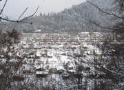 Blick nach Osten vom Lorettoberg am 12.2.2010 �ber die Schreberg�rten an der Wonnhalde