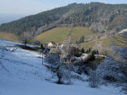 Weilersbach am 23.2.2011: Blick nach Nordwesten �bers Bergh�usle runter zum Fre�lehof