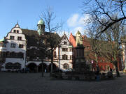 Blick nach S�den zum Rathaus Freiburg am 28.1.2011