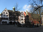 Blick nach Süden zum Rathaus Freiburg am 28.1.2011