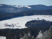 Tele-Blick von Hohlegraben nach Westen zu Teehof, Dengishof (rechts) und Kandel am 4.1.2010