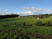 Blick nach Nordosten zum Holzsteffenhof (rechts) und Wagnerhäusle (links) am 18.7.2011