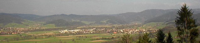 Blick vom Pfeiferberg auf Kirchzarten, Zarten (links) und Stegen